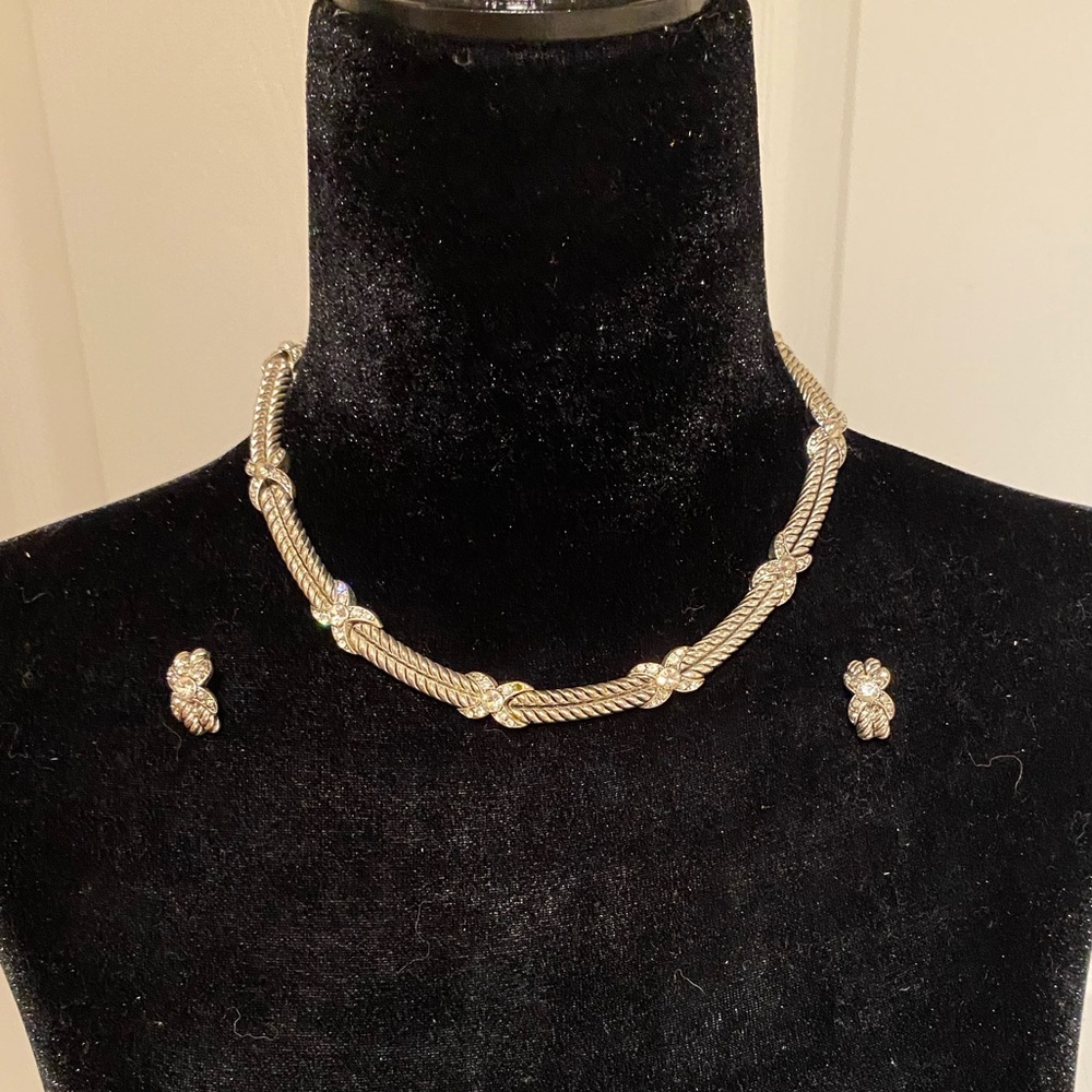 Silver necklace with matching earrings